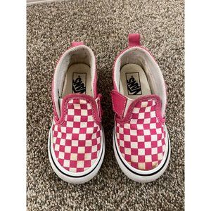 Toddler Girls Pink Checkered Vans